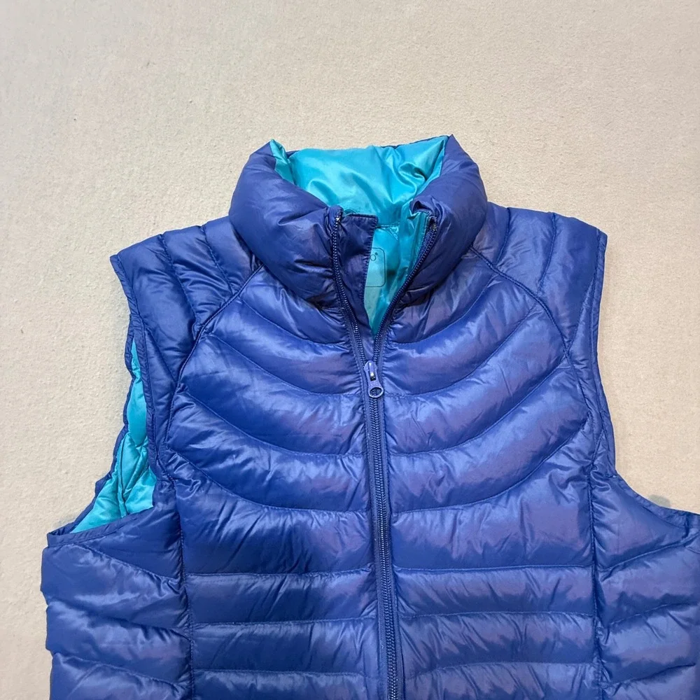 Bernardo Goose Down Lightweight Puffer Quilted Layer Blue Zip‎ Up Vest Women's M - Picture 6 of 13